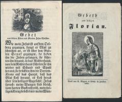 1856-1865 Imádságos nyomtatványok, rotációs fametszet, kihajthatós,  2db, cca 16x10cm