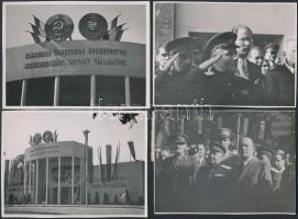 1947 A magyarországi szovjet vállalatok kiállítása, a pavilon Szviridov szovjet tábornok és Dinnyés Lajos. 4 db pecséttel jelzett és feliratozott fotó.