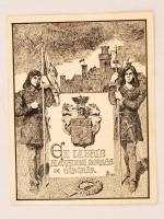 Ex libris Alexandri Borbás, klisé, papír, jelzett(Józsa Károly) a klisén, 12x9 cm