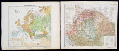 cca 1910-30 Magyarország 1606. A bécsi béke korában, Kogutowicz, + Európa népei nyelv szerint, térképek a Magyar Földrajzi Intézet kiadásában, 31x37cm