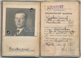 1939 Gépjárművezetői igazolvány betétlapokkal