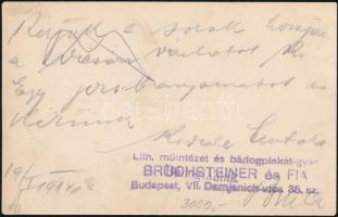 cca 1900 Bp., VII. Bruchsteiner és fia lithográfiai műintézet és bádogplakát gyár képeslap méretű re...