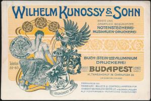 cca 1900 Bp., VI. Kusnossy kotta nyomda képeslap méretű reklámkártya