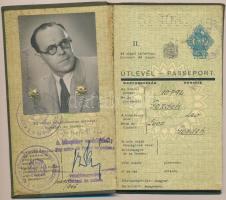 1946 Átcimkézett útlevél, illetékbélyeggel és pecsétekkel