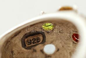 Ezüst(Ag) gyűrű, kövekkel díszített, jelzett, méret:  56,  br: 12g