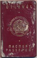 1951 Az ÁVH Útlevélosztálya által kiadott fényképes útlevél. A kötésen több helyütt ragasztásnyomok.