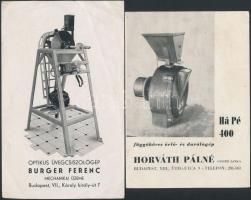 cca 1930-40 Különböző budapesti cégek reklámnyomtatványai, 5db, cca 10x15cm