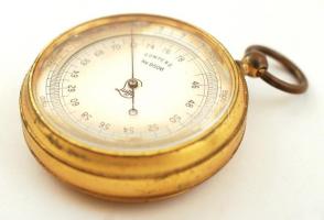 Régi barométer bőr tokban, d: 5 cm