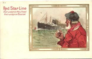 Red Star Line Antwerpen-New York, Antwerpen-Boston litho s: H. Cassiers