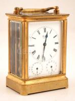 cca 1870 Josef Glink negyedütős utazóóra, több funkciós (hónap,nap, ébresztő), jelzett (Glink J. Pes...