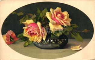 Rose flowers, Meissner & Buch Künstlerpostkarten Serie 2279., litho (EK)