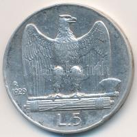 Olaszország 1929R 5L Ag "III. Viktor Emanuel" T:2 
Italy 1929R 5 Lire Ag "Vittorio E...