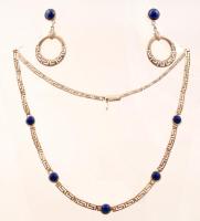 Ezsüst(Ag) nyaklánc fülbevalóval, jelzett, h: 45 cm,  br: 26,6 g