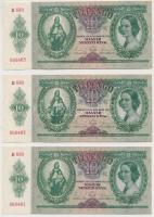 1936. 10P (3x) sorszámkövetők, nyomdai papírráncokkal T:I