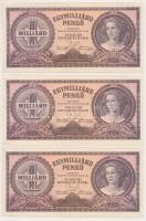 1946. 1.000.000.000P (3x) sorszámkövetők T:I-,II