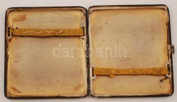 Art deco ezüst (Ag) cigarettatárca, hiányos zománcberakással, jelzett, 9x10 cm, 157,2 g