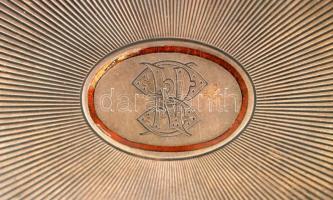 Art deco ezüst (Ag) cigarettatárca, hiányos zománcberakással, jelzett, 9x10 cm, 157,2 g