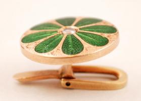 Arany (Au.) 14k mandzsetta, zománc díszítéssel,  jelzett, apró zománc kopással, bruttó:8,3 gr