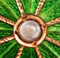 Arany (Au.) 14k mandzsetta, zománc díszítéssel,  jelzett, apró zománc kopással, bruttó:8,3 gr