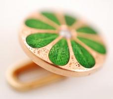 Arany (Au.) 14k mandzsetta, zománc díszítéssel,  jelzett, apró zománc kopással, bruttó:8,3 gr