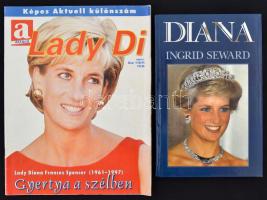 Seward, Ingrid: Diana. Bp., 1990, JLX Kft. Kiadói kartonált kötés, jó állapotban; Lady Di, Gyertya a szélben-Képes Aktuell különszám 1997.