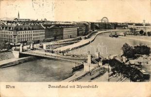 Vienna, Wien; Donaukanal mit Aspernbrücke / Danube, Aspern bridge, tram (EK)