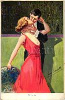 M-m / Italian art postcard, Kissing couple, L&P 461. s: Simonetti (EK)