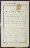 1902 Dombóvár, Felajánlási okmány a m. kir. posta- és távírda-kincstár javára, 1K okmánybélyeggel