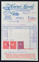 1928 Bp., Havas László Divatáruházának díszes fejléces számlája okmánybélyegekkel