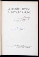 Makkai János: A háború utáni Magyarország. Bp., 1937, Királyi Magyar Egyetemi Nyomda.  Kiadói, gerincén elszíneződött vászonkötésben, jó állapotban. Tulajdonosi pecséttel.