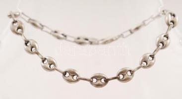 Ezüst nyaklánc és karlánc, Ag., 29,4gr., jelzett , 54cm, 19cm/Silver Necklace and bracelet, Ag. 29,4...