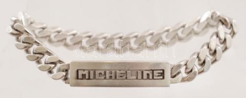 Ezüst karlánc Micheline felirattal, Ag., 41,6gr., jelzett , 18cm /Silver bracelet with Micheline inscription Ag. 41,6gr., Signed, 18cm