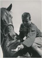 cca 1963 Balczó András öttusázó olimpikon lovon. Petrovits László felvétele, a hátoldalán pecséttel jelzett. 18,5x13 cm.