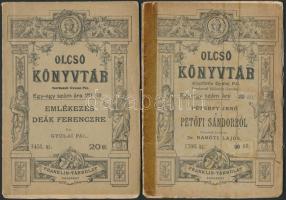 cca 1880 4 db Olcsó Könyvtári kiadvány Kossuth, Petőfi, Deák Ferencről