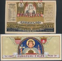 1930 Szent Imre év reklámcímke, Szt Margit ásványvíz.