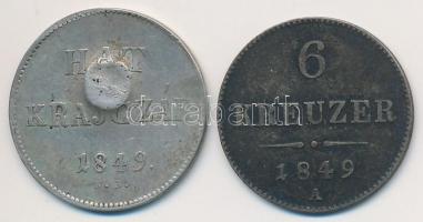 Vegyes: 1849NB 6kr Ag hamis osztrák címeres ellenjeggyel + Ausztria 1849A 6kr Ag / fake counter mark T:2-,3