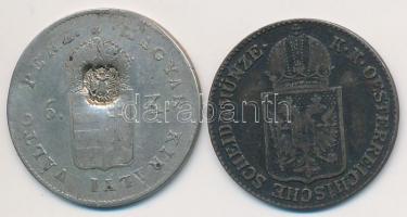 Vegyes: 1849NB 6kr Ag hamis osztrák címeres ellenjeggyel + Ausztria 1849A 6kr Ag / fake counter mark...