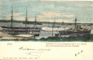 Radetzky tüzérségi iskolahajó Bastimenti di scuola d'Artiglieria dell' i. e. r. Marina / Das Artillerieschulschiff und seine Beischiffe / Austrian artillery ships