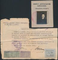 1945 Erdélyi Antifasiszták Szövetsége fényképes igazolvány + román nyelvű igazolás