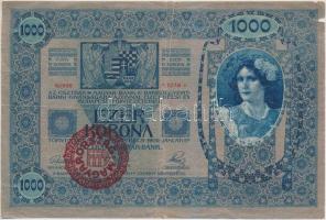 1902. 1000K piros "MAGYARORSZÁG" felülbélyegzéssel + 1918. 200K "A 2071" hullámo...