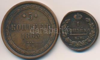 Orosz Birodalom 1828. 1k Cu + 1865. 5k Cu T:2-,3 Russian Empire 1828. 1 Kopek Cu + 1865. 5 Kopeks Cu C:VF,F