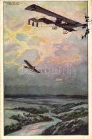 Deutscher Luftflotten-Verein / World War I German military biplane on reconaissance flight above Argonne Forest, s: Hans Rudolf Schulze