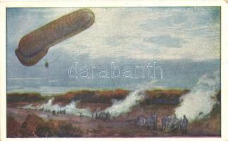 Deutscher Luftflotten-Verein / World War I German military airship observing the effects of the artillery attack, s: Hans Rudolf Schulze (EK)