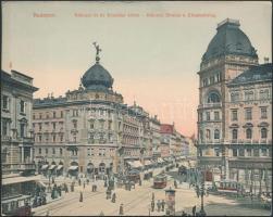 Budapest VII. Rákóczi út és Erzsébet körút, Taussig;  hajtatlan panorámalap