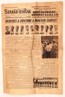 1954 Szabad Ifjúság V. évfolyamának 154. száma, címlapon a Magyarország(Aranycsapat)-Uruguay(4:2) meccs híreivel