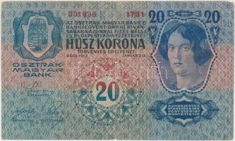 1913. 20K hátlapján gúnyrajz T:III