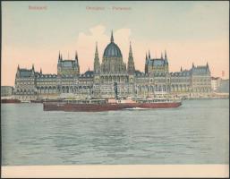 Budapest V. Országház a Mátyás Király gőzhajóval, Taussig;  hajtatlan panorámalap