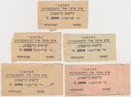 Makó DN 5db izraelita bárca T:vegyes  Hungary / Makó ND 5pcs of Hebrew labels C:mixed