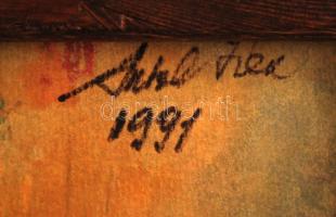 Antal Irén (1903-1999): Kertben. Akvarell, papír, jelzett, fa keretben, 32×33 cm