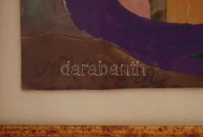 Cs. Németh Miklós (1934-2012): Szabadban. Olaj, karton, jelzett, üvegezett keretben, 20×36 cm